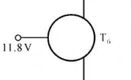 已知放大电路中三极管的三个极的直流电位如图所示，则该三极管上、中、下的三个电极分别对应三极管的_________。